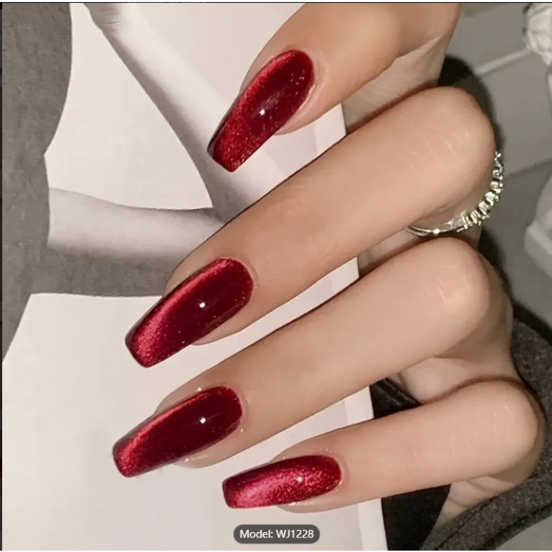 Nail Art Red Cherry - 24 unidades de olho de gato
