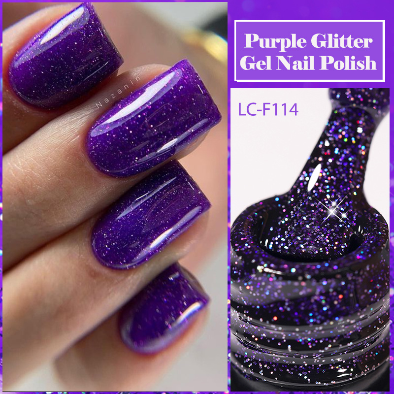 Nail Art Orange - LILYCUTE Roxo Glitter Lantejoulas Gel Unha