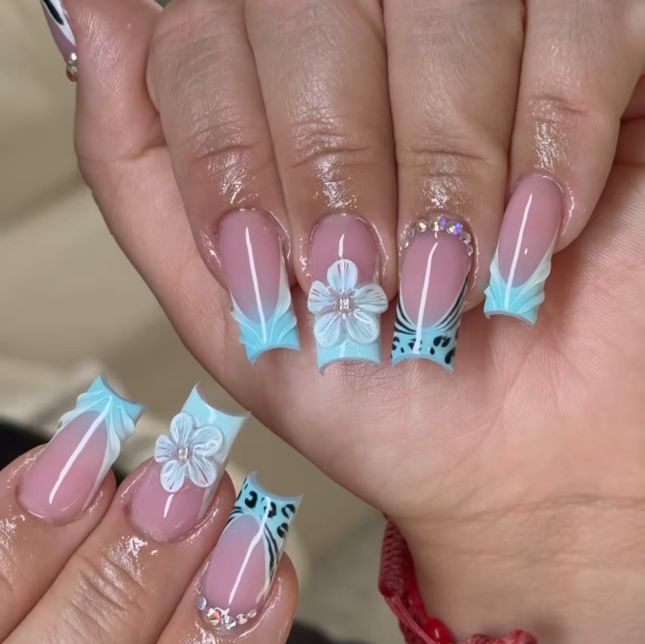 Nail Art Orange - Unhas postiças médias para mulheres e