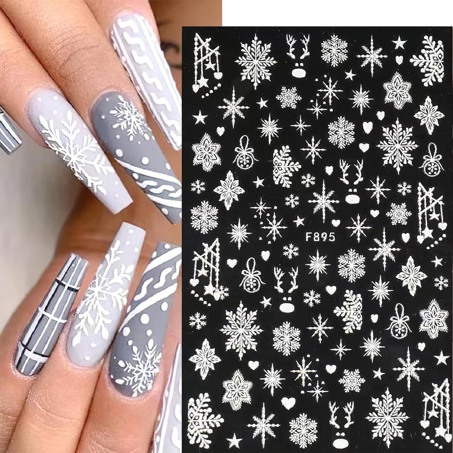 Nail Art Xmas Design - Auto-adesivo 3D Snowflake Nail Art adesivos,