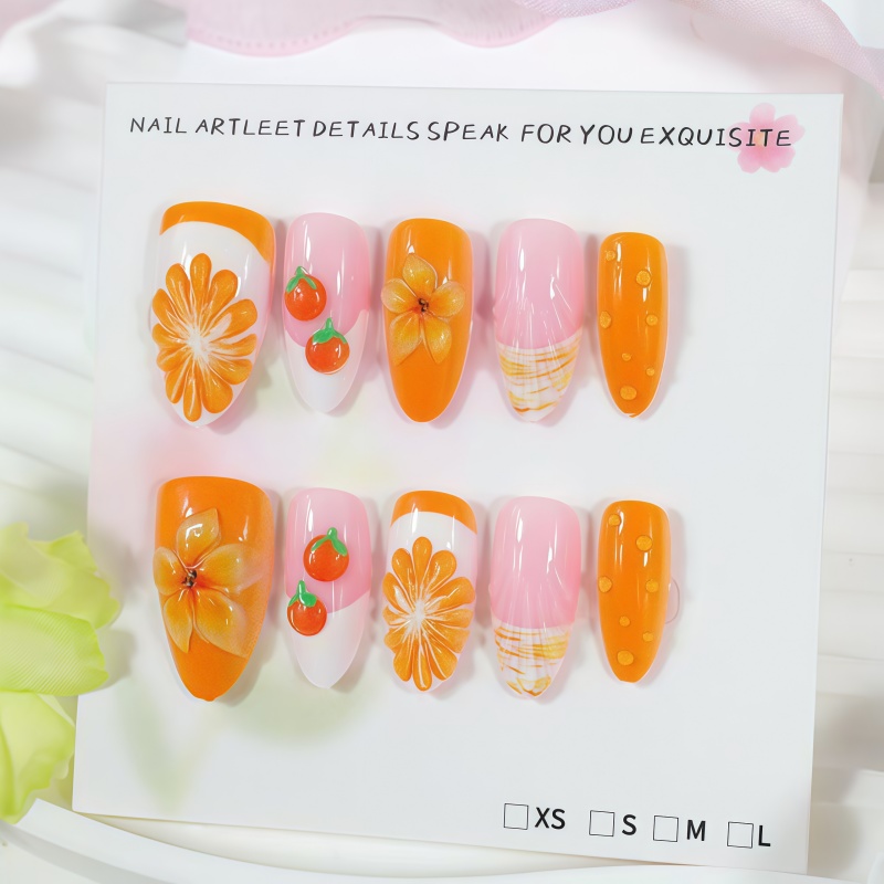 Novo 2026 30 peças Unhas Posti - Nail Art Orange avaliação e preço