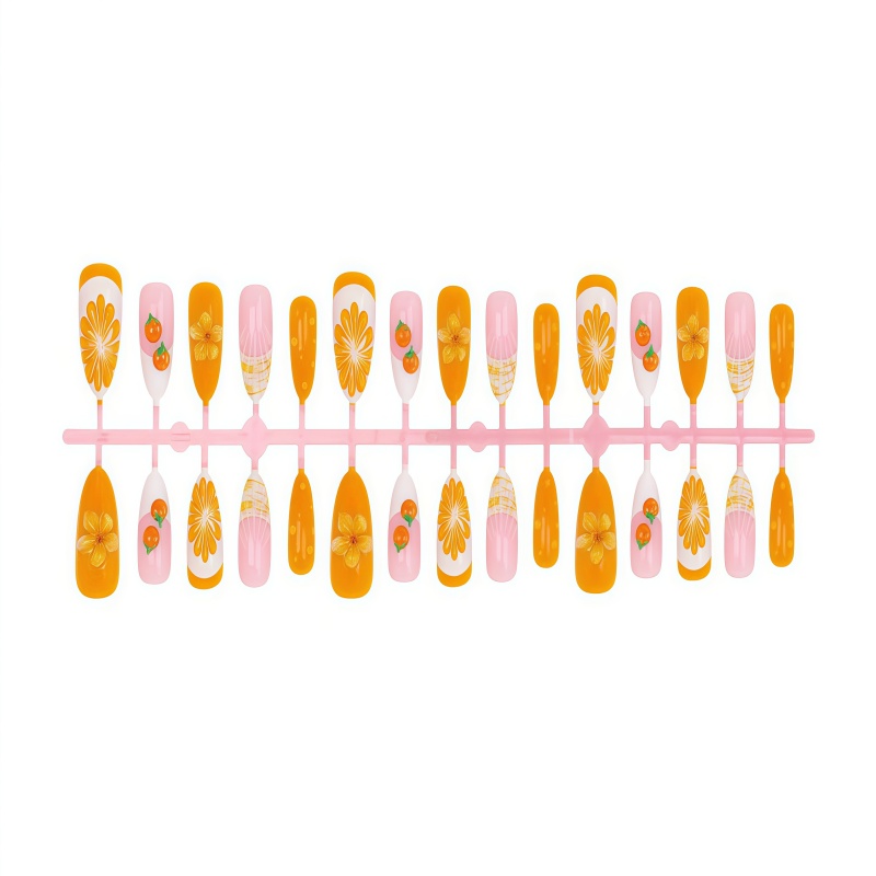 Novo 2026 30 peças Unhas Posti - Nail Art Orange avaliação e preço