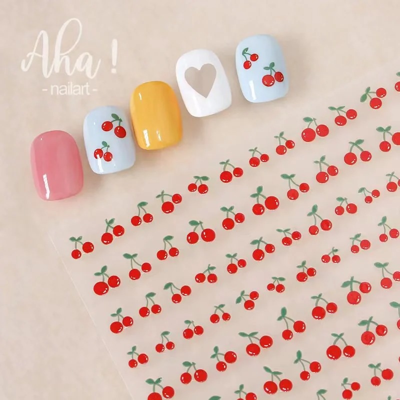 1 folha 3d doce cereja fruta a - Nail Art Red Cherry avaliação e preço