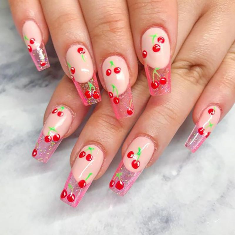 1 folha 3d doce cereja fruta a - Nail Art Red Cherry avaliação e preço