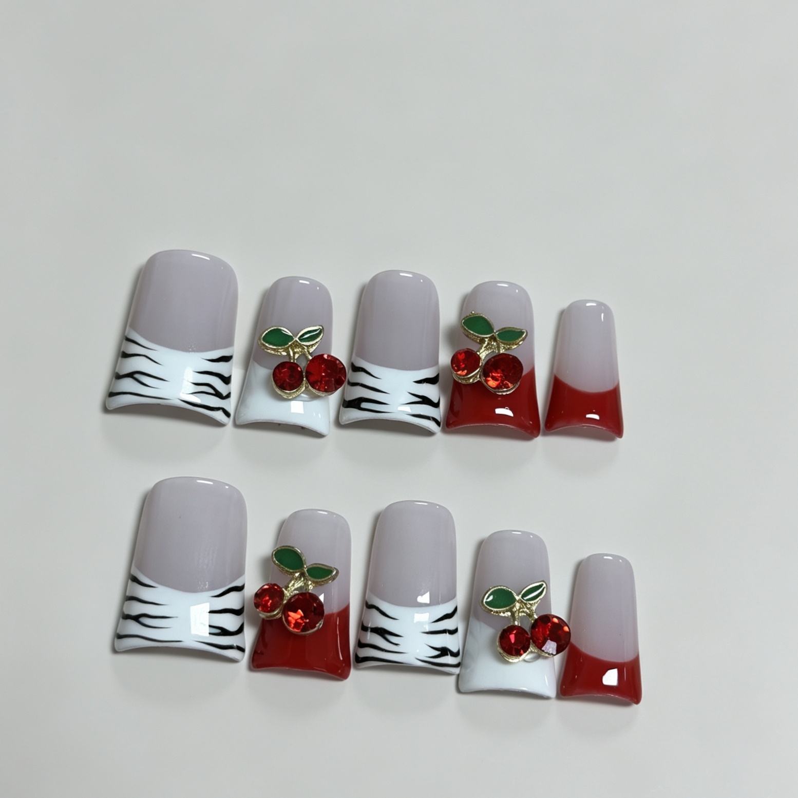 Unhas Postiças Quadradas Média - Nail Art Red Cherry avaliação e preço