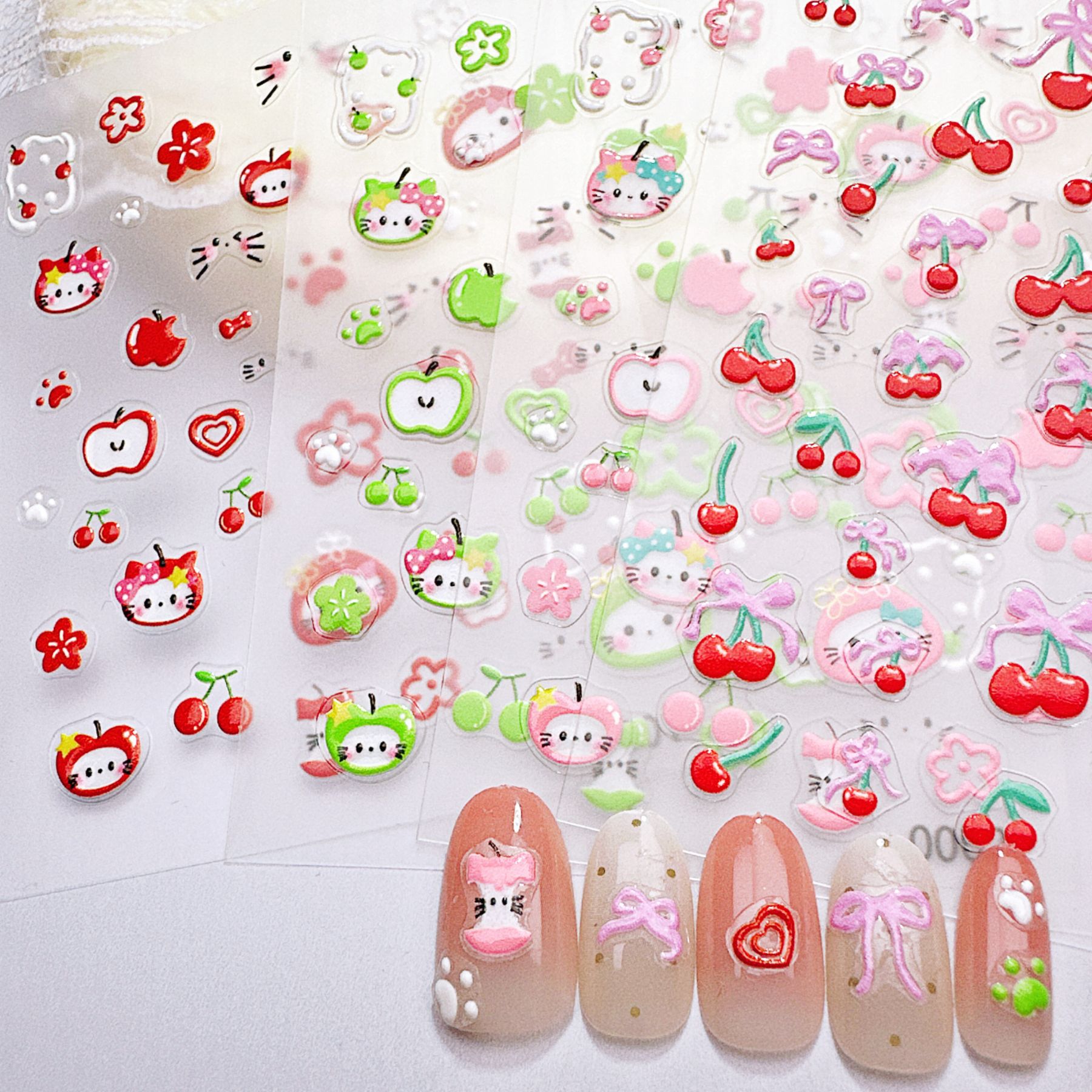 1Pç Adesivos de Unha de Gatinh - Nail Art Red Cherry avaliação e preço