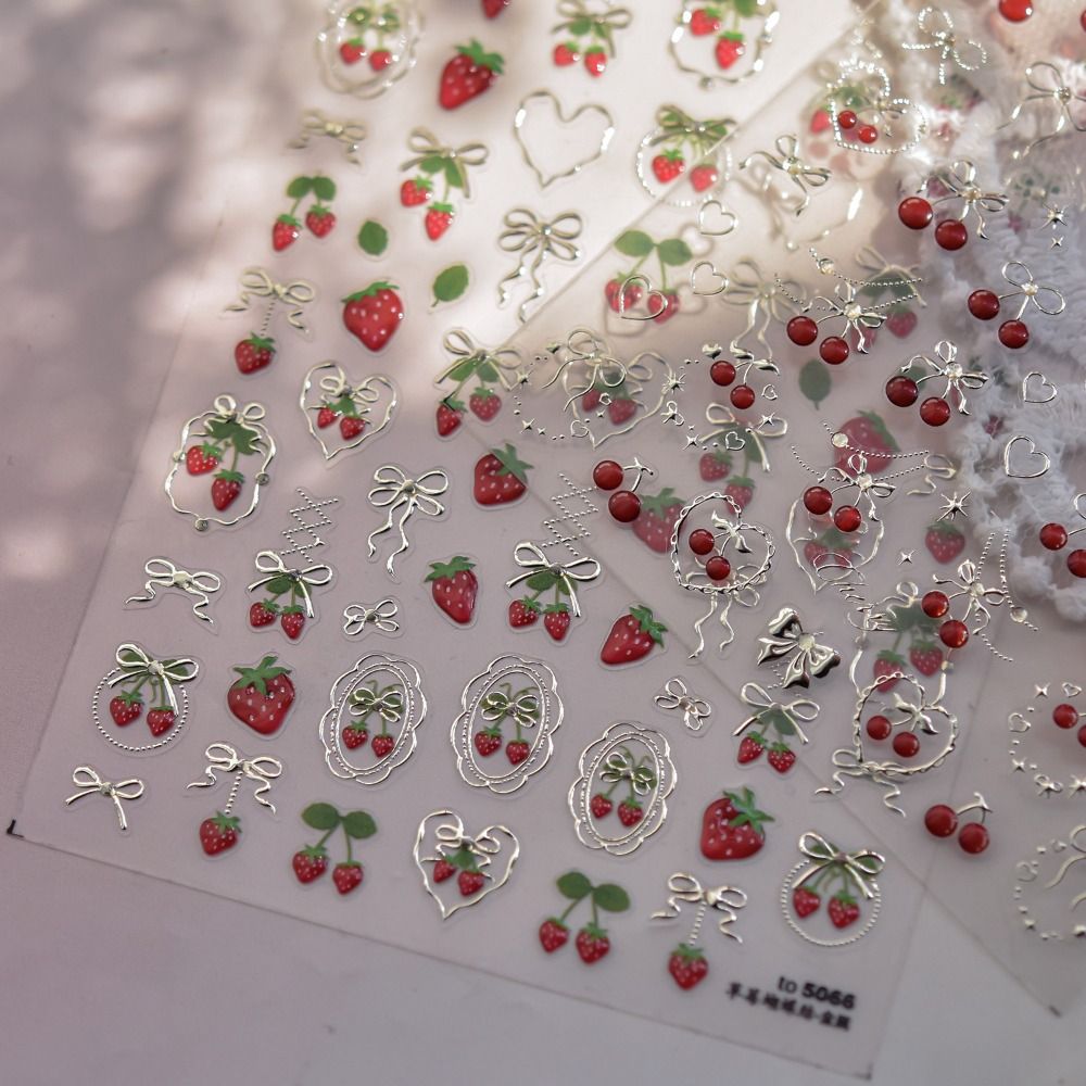 Adesivos de Unha 5D Encantador - Nail Art Red Cherry avaliação e preço